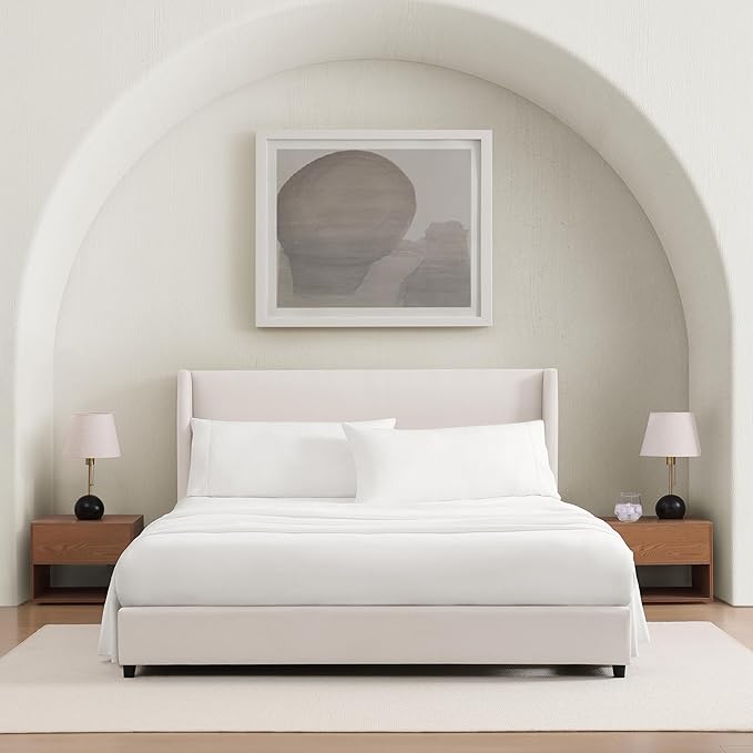UGG Cali King Sheet Set 4-Piece Luxury Cooling Sheets Deep Pockets Premium Bedding with 2 Pillow Shams Machine Washable Soft Lightweight Bed Set for Bedroom, California King, White (Hedi)
