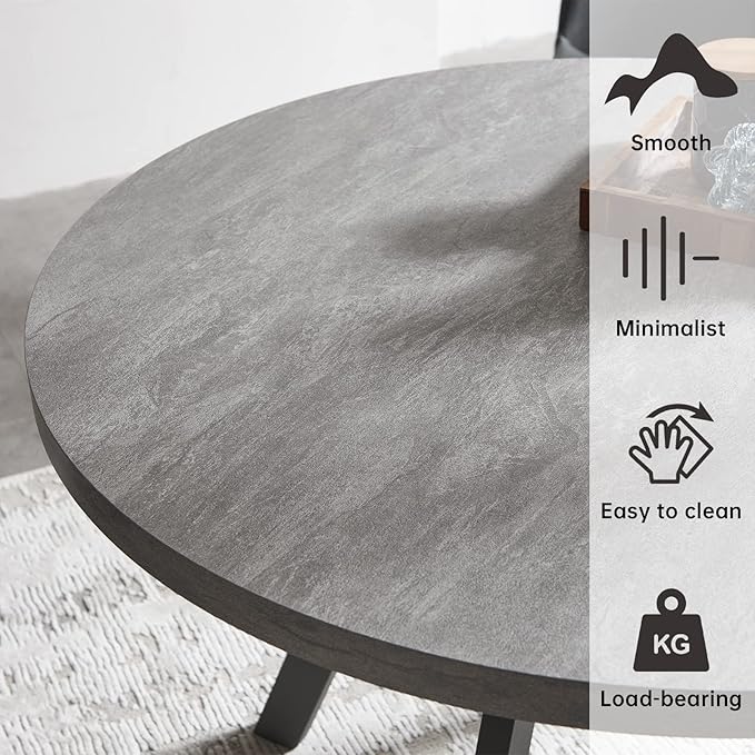 Round Dining Table, Mid Century Modern Small Round Dining Table 34.6 Inch, Leisure Coffee Table, Saving Space (Table)