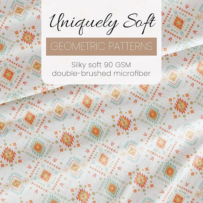 Linen Market 4 Piece California King Bedding Sheet Set (Aztec Coral) - Sleep Better Than Ever with These Ultra-Soft Cooling Bed Sheets for Your California King Size Bed - Deep Pocket Fits 16" Mattress