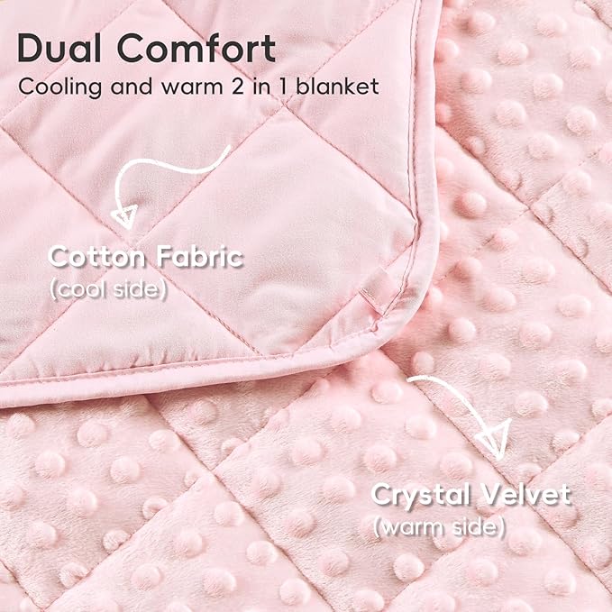 yescool Pink Weighted Blanket 3 lb Small Weighted Lap Blanket for Girls, Cooling Weighted Throw Blankets Minky Heavy Blankets, for 20-45lbs, 36 * 48in