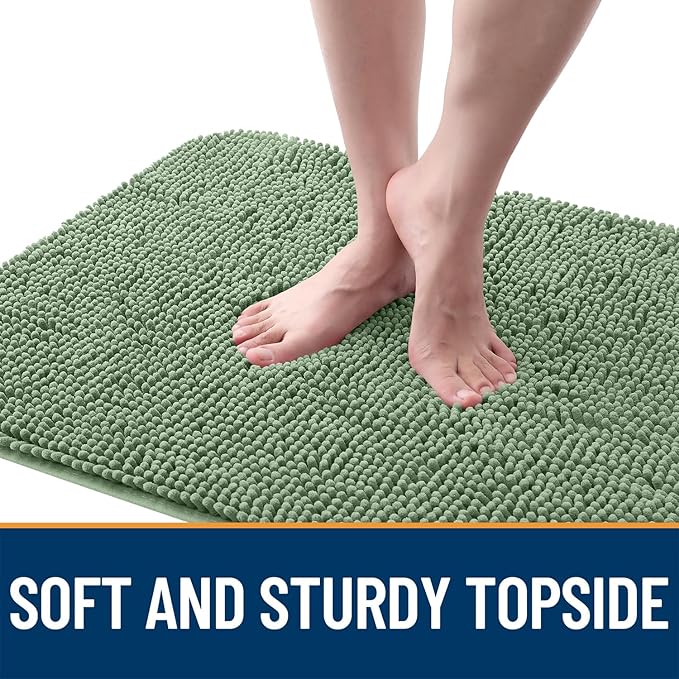 OLANLY Dog Door Mat for Muddy Paws 45x27, Absorbs Moisture and Dirt, Absorbent Non-Slip Washable Doormat, Quick Dry Chenille Mud Mat, Entry Indoor Entryway Carpet for Inside Floor, Olive Green