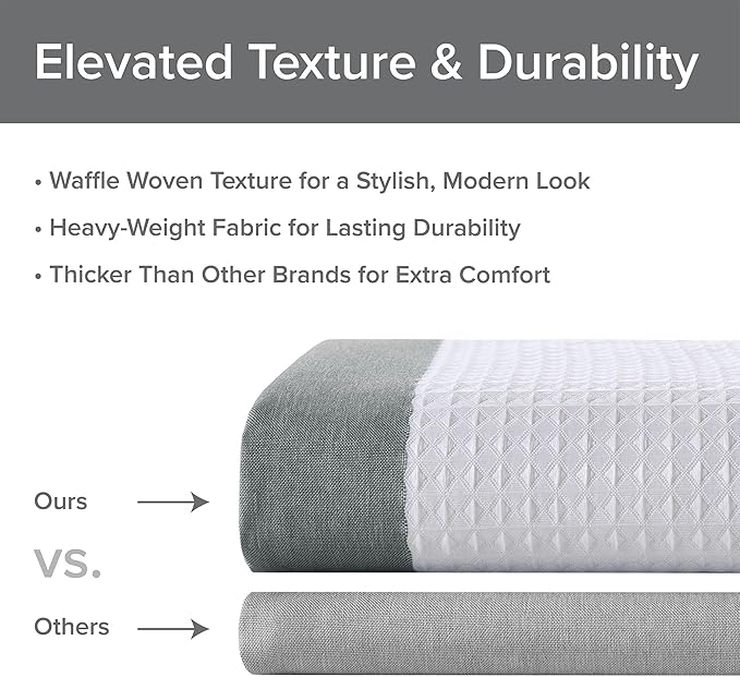 Madison Park Shower Curtain Spa Waffle Weave Long Shower Curtain for Bathroom 3M Scotchgard Moisture Management, Spa Quality Modern Shower Curtains for Bathroom, Long: 72x78 Charcoal