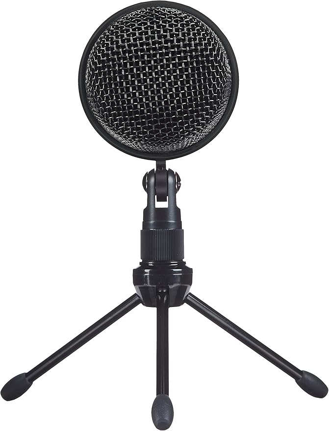 Amazon Basics Mini USB Condenser Microphone for Online Meeting, Gaming, Podcast - Black