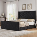 BarnFurin Full Size Upholstered BedFrame, Velvet Platform Bedwith Geometric TuftedHeadboard& Footboard, Wingback Design, attress Foundation with Wooden Slats, No Box Spring,Needed NoiseFree.Black