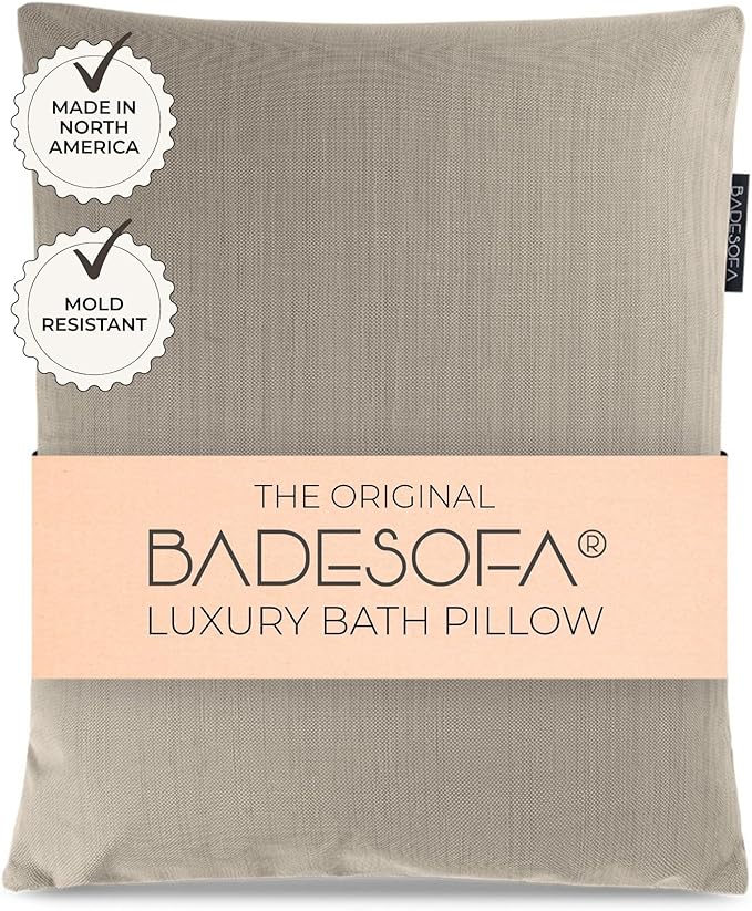 BADESOFA® Luxury Bath Pillow S - Ultra Comfortable & Quick-Drying Bath Back Pillow - Washable Full Body Bath Pillow for Bathtub - Therapeutic Head and Neck Support - Luxury Spa Cushion in Beige