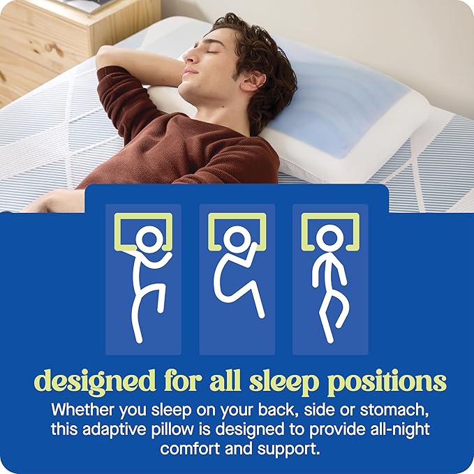 SEALY Dreamlife Standard Size Memory Foam Cooling Pillow with SealyChill Cooling Gel, Removable Machine-Washable Cover, Designed and Built in The USA