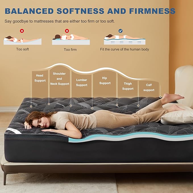 Bedlore 4-Inch Twin XL Mattress Topper for Back Pain - Dual Layer Medium Support (2" Gel Memory Foam + 2" Cooling Fluffy Pillow Top Pad), Breathable & Pressure Relief (Gray)