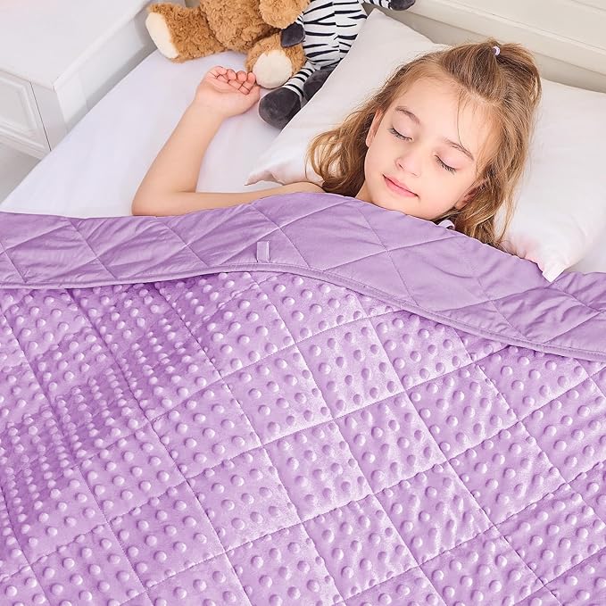 yescool Weighted Blanket 3 lb Light Purple Small Weighted Lap Blanket for Boys and Girls, Cooling Weighted Throw Blankets Minky Heavy Blankets, for 20-45lbs, 36 * 48in
