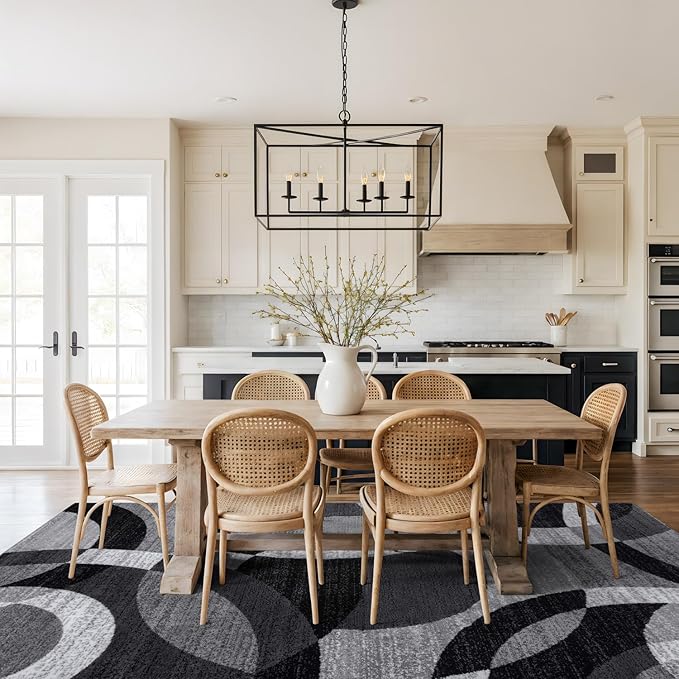 Rugshop Contemporary Abstract Circles Perfect for high Traffic Areas of Your Living Room,Bedroom,Home Office,Kitchen Area Rug 9' x 12' Gray