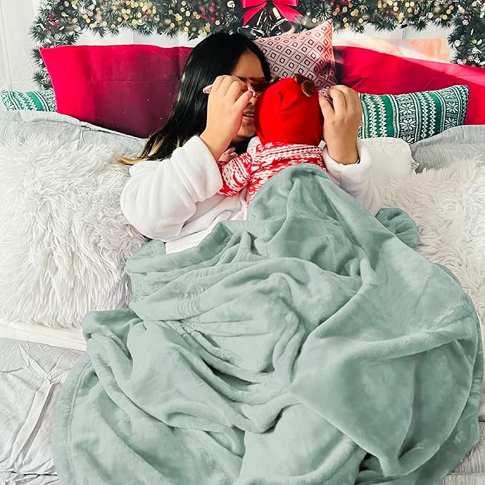 Bedsure GentleSoft Fleece Blanket Twin Size Sage Green - 300GSM Lightweight Plush Fuzzy Cozy Soft Warm Blanket for Bed, Sofa, Couch, Travel, Camping, 60x80 inches