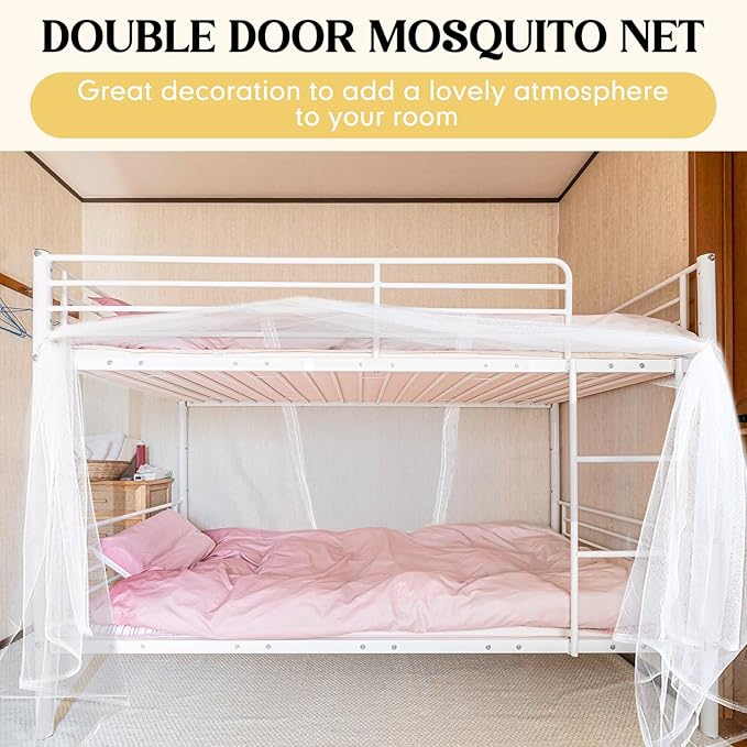 4 Corners Mosquito Net for Mosquiteros para Camas Bed Canopies Netting Bed Drapes Rectangular Mosquito Mesh for Camping Home Outdoor Travel(White B,L79 X W87 X H71 Inch,2 Opening)