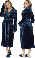 Lotus Linen Plush Robes for Women - Soft Bathrobe, Custom Monogram, Warm Fleece Robe with Pockets