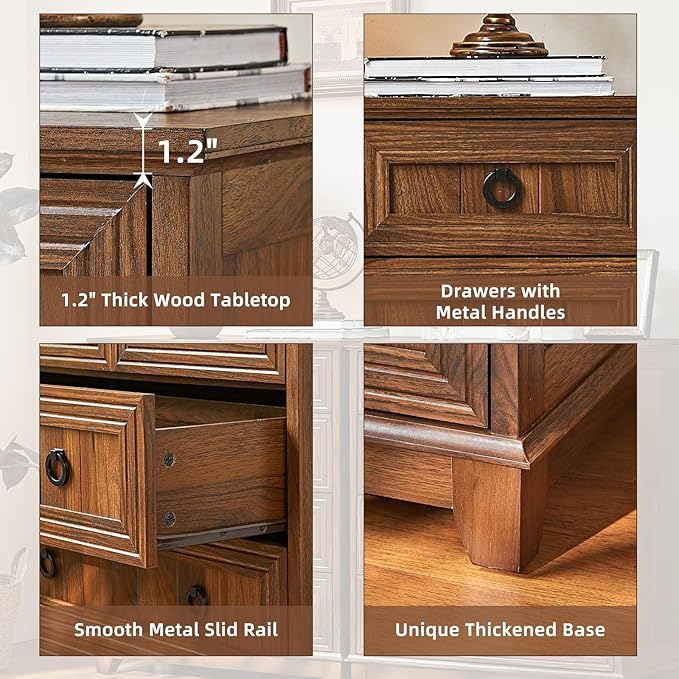 Farmhouse 5 Drawer Dresser for Bedroom, 33.2" Tall Small Dressers & Chest of Drawers, Rustic Wood Dresser with Metal Handle, Storage Organizer Closet for Living Room, Hallway, Entryway