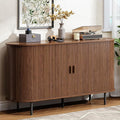 Buffet Cabinet with Storage, 55" Fluted Sideboard Buffet with Sliding Door, Coffee Bar Cabinet with Adjustable Shelf, Console Table, Accent Table for Entryway, Kitchen, Dining Room, Walnut