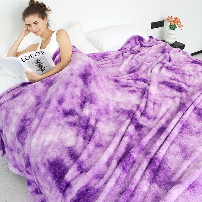 obinsm Purple Soft Blanket - Fuzzy Throw Blankets for Women - Warm Fleece Blankets for Bed Home Decor
