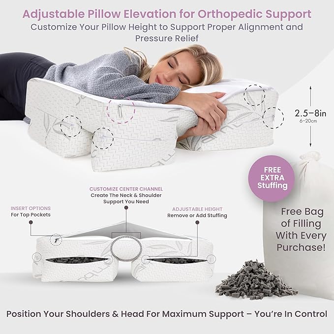 Wife Pillow the Side Sleeper Pillow with Arm Hole for Shoulder Pain - Arm Tunnel Pillow for Side Sleepers, Shoulder Relief & Neck Support Comfort Sleep Pillow for Adults - Charcoal Shredded MemoryFoam