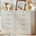 LEYAOYAO Fluted 6 Drawers Dresser for Bedroom Set of 2, 42" Tall Modern Chest of Drawers with Metal Handle, Curved Profile Design,White Wood Drawer Organizer for Bedroom, Living Room, Hallway