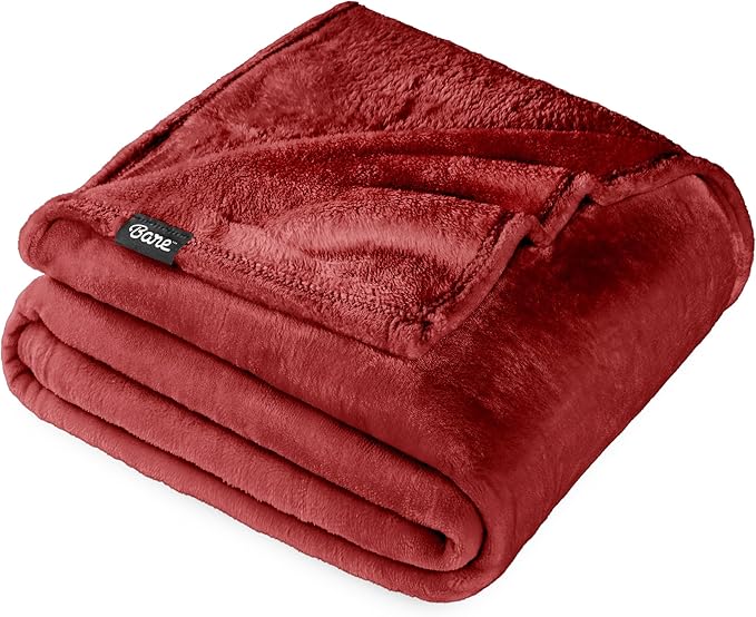 Bare Home Fleece Blanket - Twin/Twin Extra Long - Ultra-Soft Lightweight for Bed, Sofa, and Couch - Luxury Microplush - Cozy Warm Blanket (Twin/Twin XL, Rosewood)