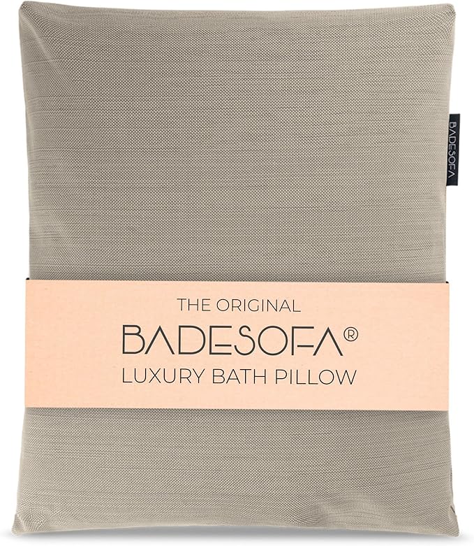 BADESOFA® Luxury Bathtub Pillow L - Large Bath Pillow for Therapeutic Neck and Back Support Quick-Drying - Washable Full Body Bath Tub Cushion - Luxury Spa Cushion in Beige