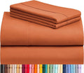 LuxClub 4 PC Queen Sheet Set, Deep Pockets Wrinkle Free Cooling Bed Sheets Hotel Bedding for Women, Men, Includes 1 Fitted Sheet, 1 Flat Sheet and 2 Pillowcases-Silky Soft Autumn Orange