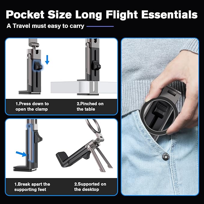 Metal Airplane Travel Essentials Phone Holder Mount for MagSafe N55×40 Magnetic Phone Stand for Desk,Europe Vacation Essentials Universal 360° Swivel Travel Gadgets Cruise Must Haves