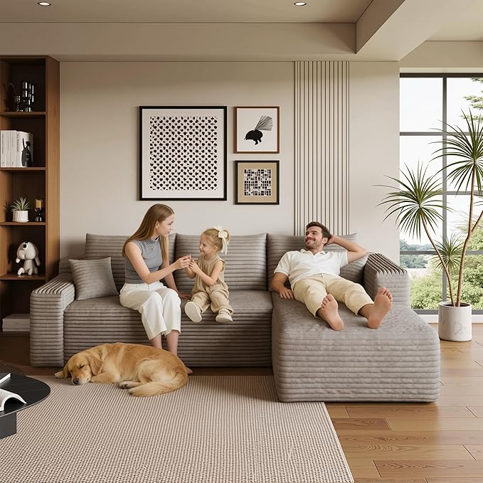 96" Sectional Couches for Living Room Modern Modular Sofa with L-Shape Couchs Upholstered Boneless Couch Deep Seat Sectional Couch with Chaise (Camel, 96" Right Facing Chaise+2Seaters)
