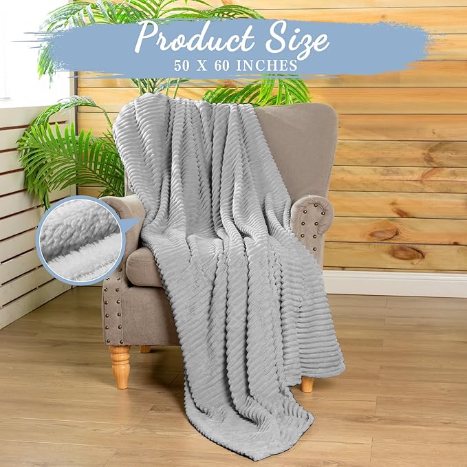 Buryeah 6 Pcs Flannel Throw Blanket Bulk 50 x 60 in Sleepover Blanket Outdoor Wedding Throw Lightweight, Oeko-tex Standard 100 Certified for Sofa Homeless Gifts (Light Gray)