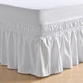 MIYE Striped Tufted Bed Skirt - Wrap Around Dust Ruffle with Elastic Belts - 12.5 Inch Drop Easy to Put On - Bedskirt Machine Washable ＆ Wrinkle Resistant(Striped/White, King/Queen-12.5" Drop)