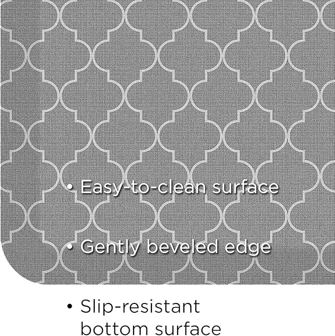 GelPro Anti-Fatigue Designer Comfort Kitchen Floor Mat, 30x108, Trellis Grey Stain Resistant Surface with 3/4” Thick Ergo-Foam Core for Health and Wellness