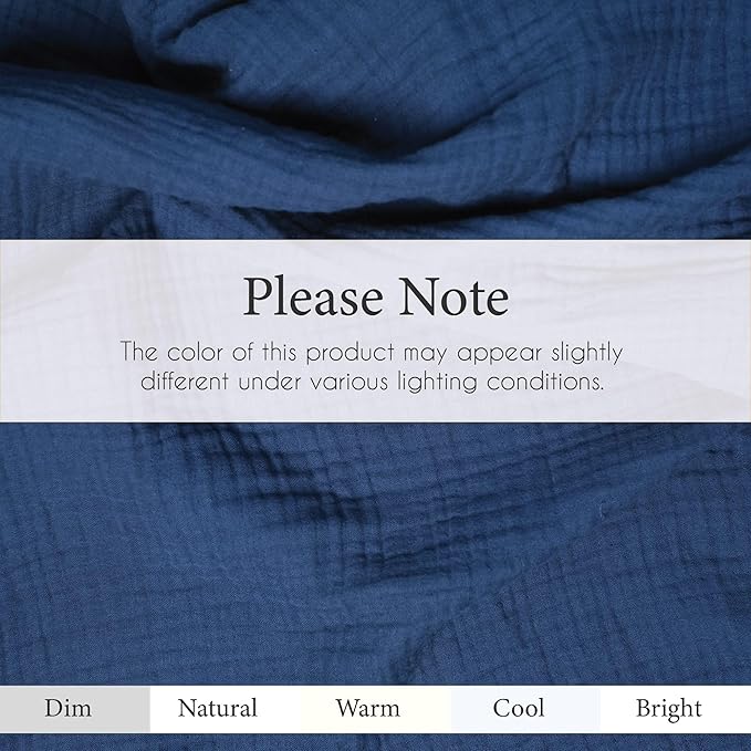 Salt Earth 100% Cotton Muslin Blanket, Gauze Blanket 80"X90" Queen, 4 Layered for Couch, Bed, Living Room,Lightweight & All Seasons Blankets & Throws, Easy to wash,Nature & Skin Friendly(Navy Blue)