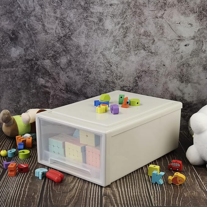 4 Pack Stacking Storage Chest Drawer, 12 Quart Organizer Box Bin