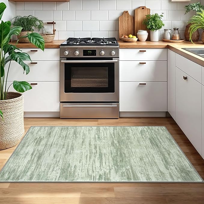 3x5 Modern Abstract Area Rug for Entryway, Lime Green Super Soft Washable Rug with Non-Slip, Low-Pile Door Mat Indoor for Living Room Bedroom, Carpet with Non-Shedding