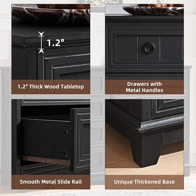 Farmhouse 4 Drawer Dresser for Bedroom, 35" Tall Small Dressers & Chest of Drawers, Rustic Wood Dresser with Metal Handle, Storage Organizer Closet for Living Room, Hallway, Entryway