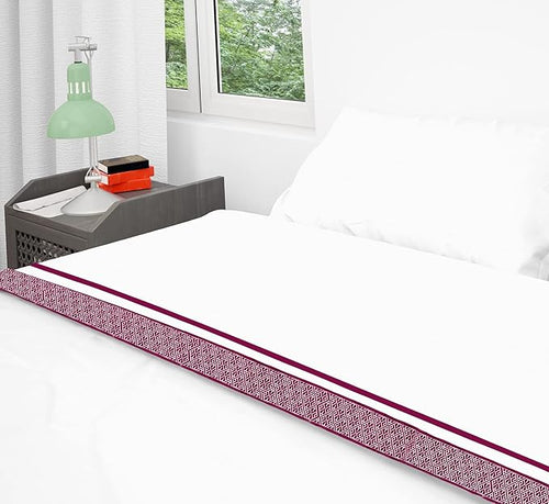 1000 TC Embroidered Duvet Cover Queen Size Set 100% Egyptian Cotton - Luxurious 1 Comforter Cover 2 Pillow Shams - 3 PC Quilt Cover Hotel Quality Long Staple Bedding (White & Burgundy)