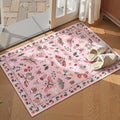 Lahome Insect Washable Rug, 2x3 Kitchen Rugs for Entryway Bathroom, Soft Door Mat Indoor Entrance Ultra-Thin, Small Non-Slip Throw Carpet for Bedroom Entry, Pink