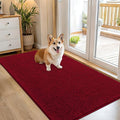 OLANLY Dog Door Mat for Muddy Paws 54x32, Absorbs Moisture and Dirt, Absorbent Non-Slip Washable Doormat, Quick Dry Chenille Mud Mat for Dogs, Entry Indoor Entryway Carpet for Inside Floor, Red