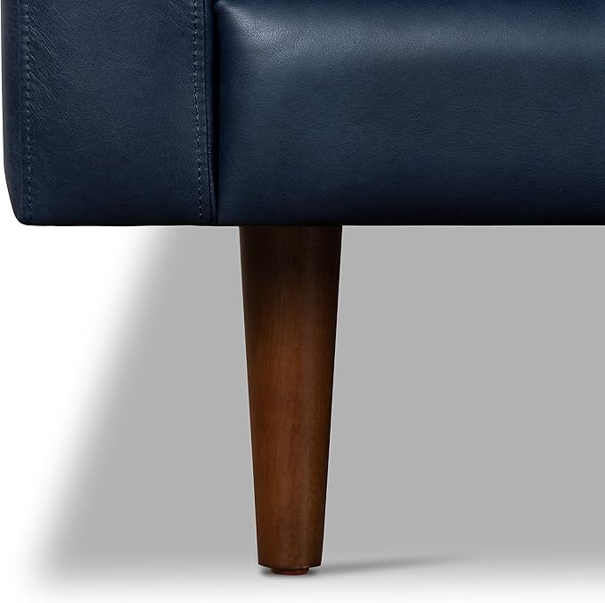 Poly & BARK Napa Right-Facing Sectional Sofa – 104.5” Italian Leather Sectional with Chaise – Midnight Blue – Full-Grain Pure-Aniline & Semi-Aniline Upholstery