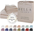 Bella Coterie 7 Piece Luxury Bamboo Viscose Split King Size Sheet Set | 2 Fitted Sheets for Adjustable Beds | 100% Organically Grown | Cooling for Hot Sleepers | 4 Pillowcases [Dune]
