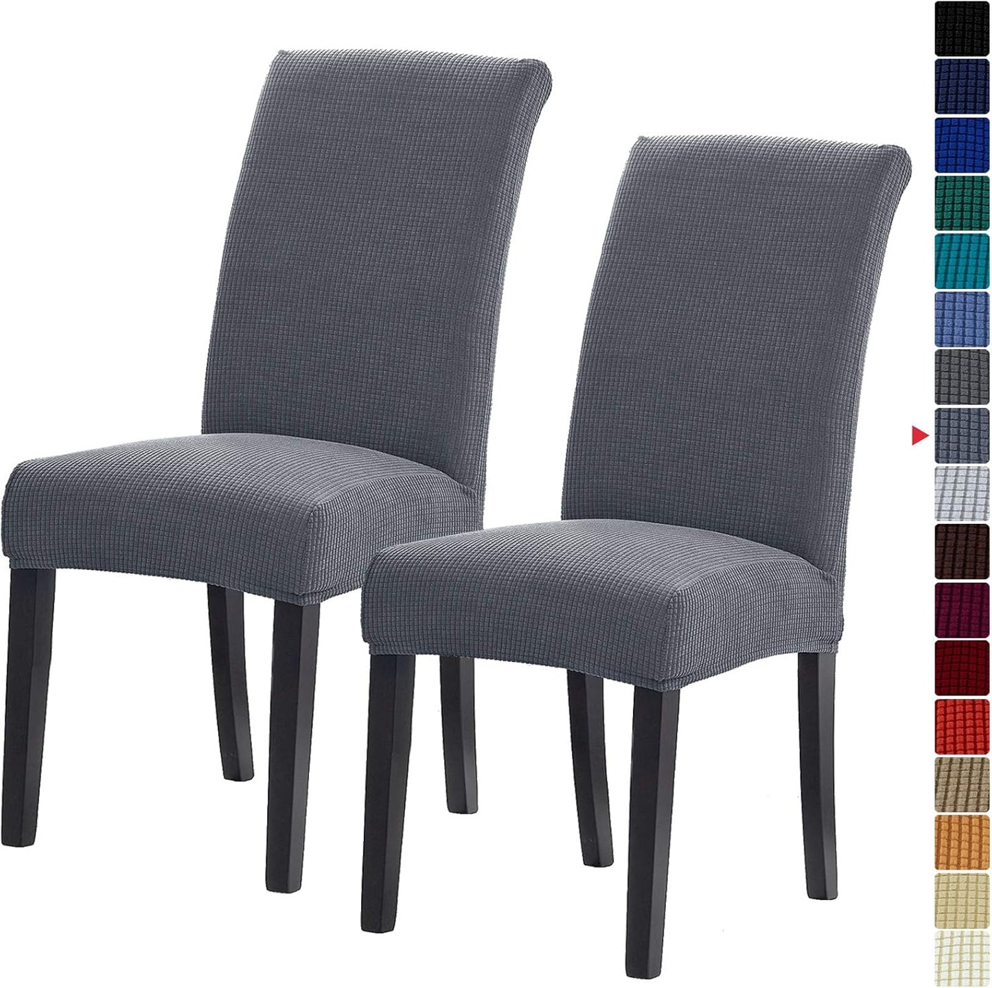 Howhic Stretch Chair Covers for Dining Room Set of 2, Removable Washable Dining Room Chair Covers, Dining Chair Slipcovers Seat Protector, Great Home Decor and Banquet Upholstery (Gray, 2 Pack)