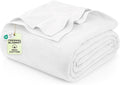 Utopia Bedding White 100% Cotton Blanket [Big Size - 120x120 Inch] 350GSM Lightweight, Soft and Breathable Thermal Blanket for All Seasons