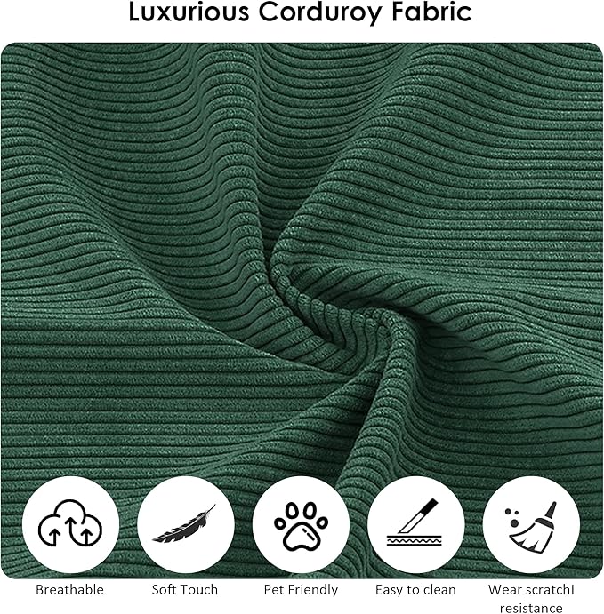 80" Convertible Sofa Bed, 3-in-1 Corduroy Folding Pull Out Couch with Pillows, No Assembly Modern Boneless Couch Compression Sofa in Box, Floor Sofa with Side Storage Pocket for Living Room,Dark Green