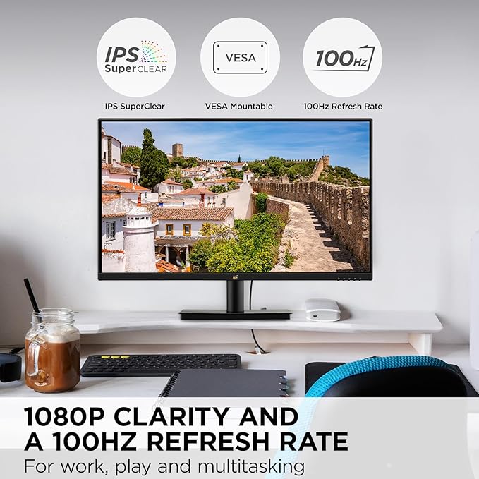 ViewSonic VA2709M 27 Inch IPS Full HD 1080p Monitor with 100Hz, Thin Bezels, Eye Care, HDMI, VGA Inputs for Home and Office