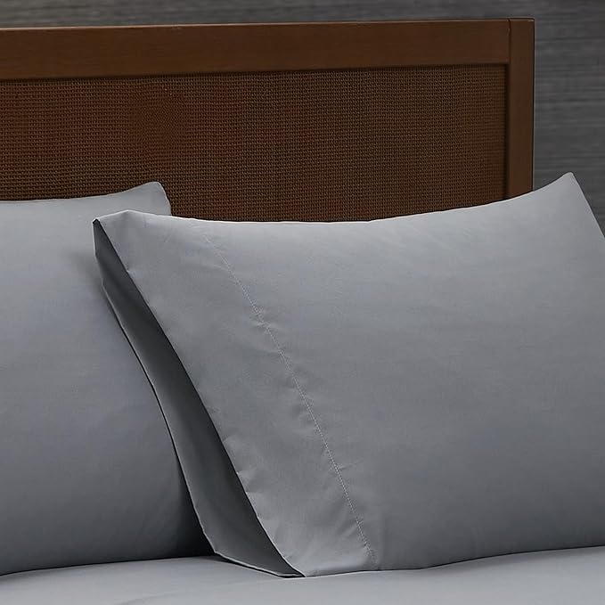 London Fog Garment Washed Solid Sheet Set Grey Microfiber 4-Piece King Sheet Set, Solid Themed, Deep Pocket, Adult and Teen, Oeko-TEX Certified