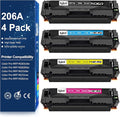 206A Toner Cartridge Black Cyan Yellow Magenta 4 Pack,with Chip Compatible Replacement for HP 206X 206 A W2110A for HP Color Laserjet pro MFP M283fdw M283cdw Pro M255dw M283 M255 Printer