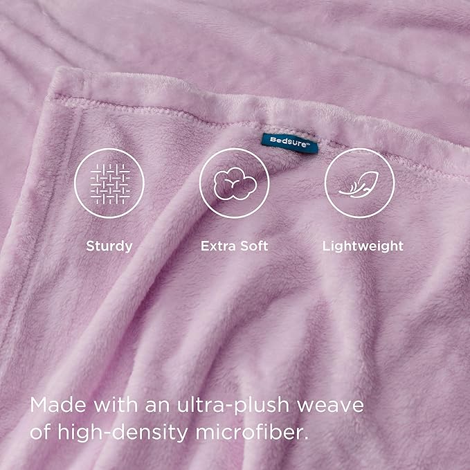 Bedsure GentleSoft Fleece Blankets Queen Size Lilac Lavender - Bed Blanket Soft Lightweight Plush Fuzzy Cozy Luxury Microfiber, 90x90 inches