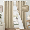 Linen Blackout Curtains for Living Room Narrow Window, Thermal Insulated Complete Light Blocking Soundproof Small Curtains for Bedroom, Each 38 Inch Wide 80 Inch Length 2 Panels, Burlap