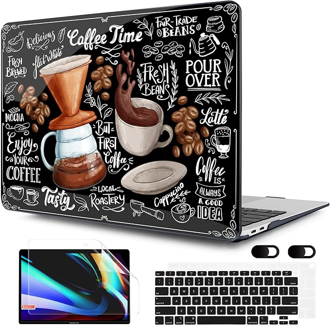 MEEgoodo for MacBook Air 13 inch Case 2021 2020 2019 2018 Released A2337 M1 A2179 A1932 with Touch ID, Plastic Hard Shell & Keyboard Cover Compatible with MacBook Air Case 13.3, Coffee