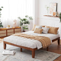 Giantex 14 Inch Queen Wood Platform Bed Frame, Minimalist Style Mattress Foundation with Solid Rubber Wood, Heavy Duty Slat Support, Without Headboard, Easy Assembly, No Box Spring Needed, Walnut
