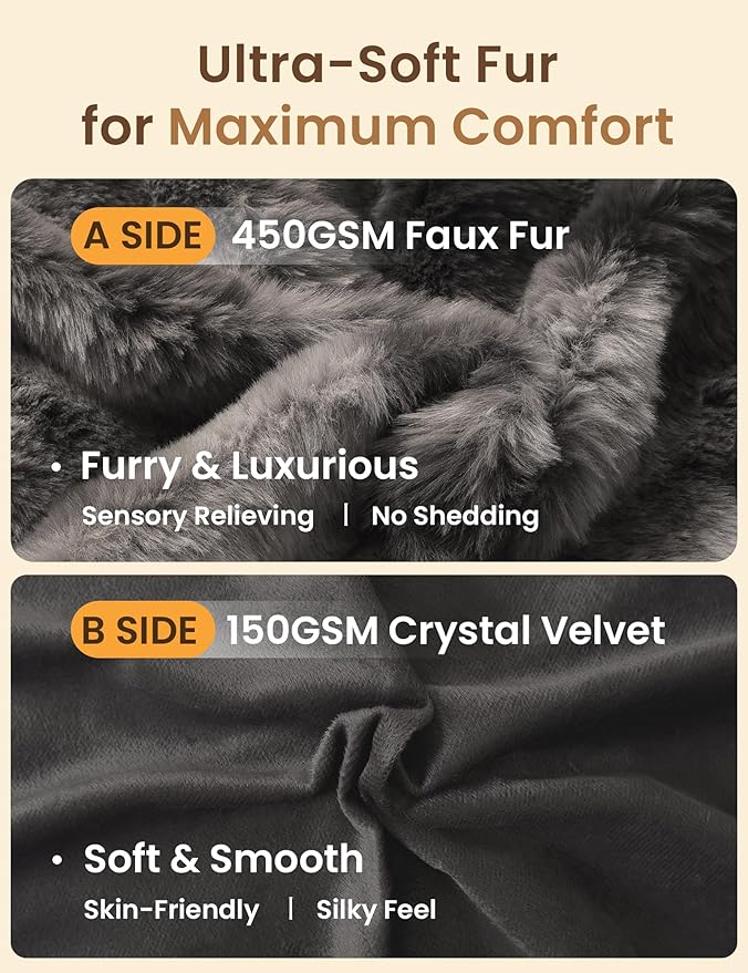 ZonLi Fluffy Bubble Body Pillow – Faux Rabbit Fur Long Pillow for Adults, 20x54 Inch Plush Body Pillow for Sleeping & Lounging, Dual-Sided Soft Cover with Adjustable Memory Foam Filling, Grey