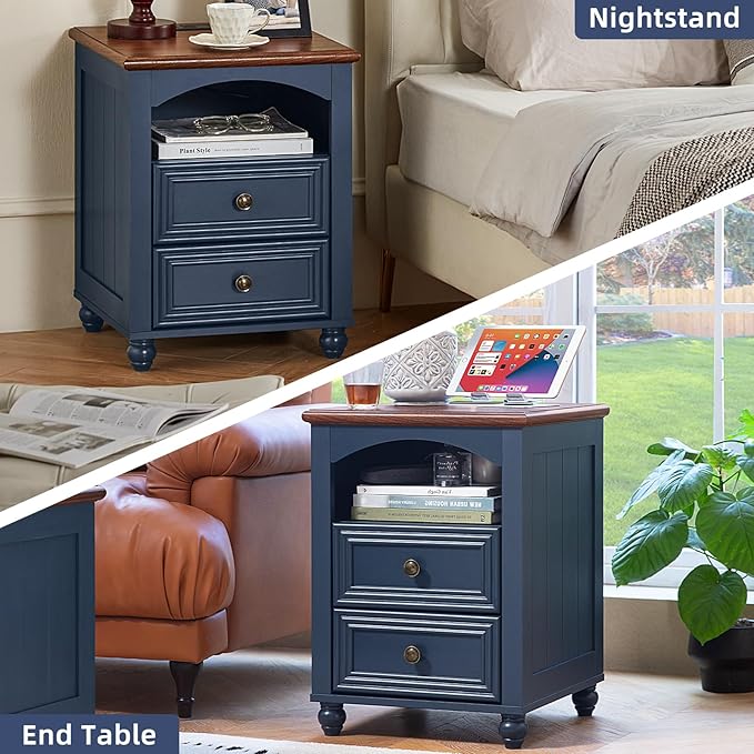 Farmhouse Dressers & Night Stand Set of 4, Wood 54" Wide Dresser & 45" Tall Chest of Drawers, 18" with Charging Station Nightstand Set of 2, Bedroom Furniture Dresser Set for Home Living Room Hallway